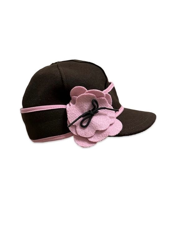 Stormy Kromer Ida Kromer Cap Brown Pink Wool Blend Flower Hat Size 7 Made in USA 3