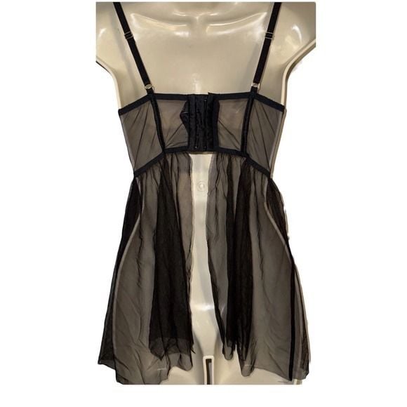 Victoria's Secret Babydoll Lingerie Women 36C Black Lace Mesh Sheer Sexy Slip 8