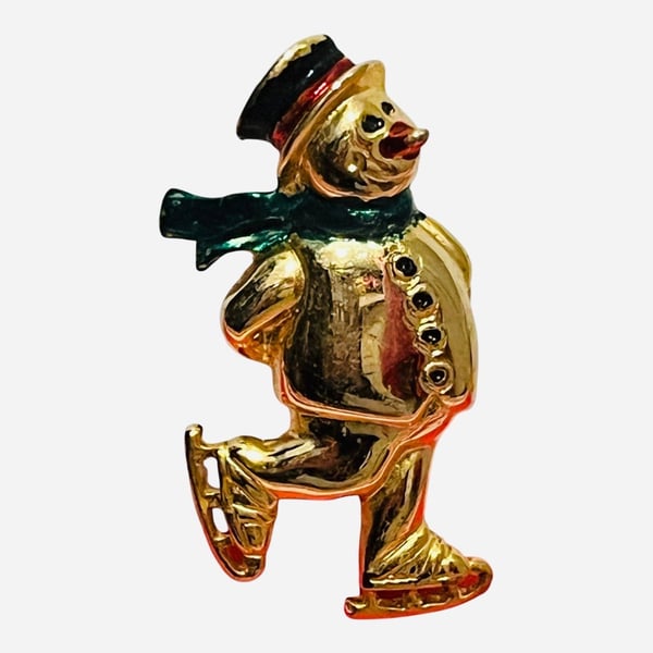 Vintage Brooch Snowman Pin Christmas Jewelry Holiday wear
