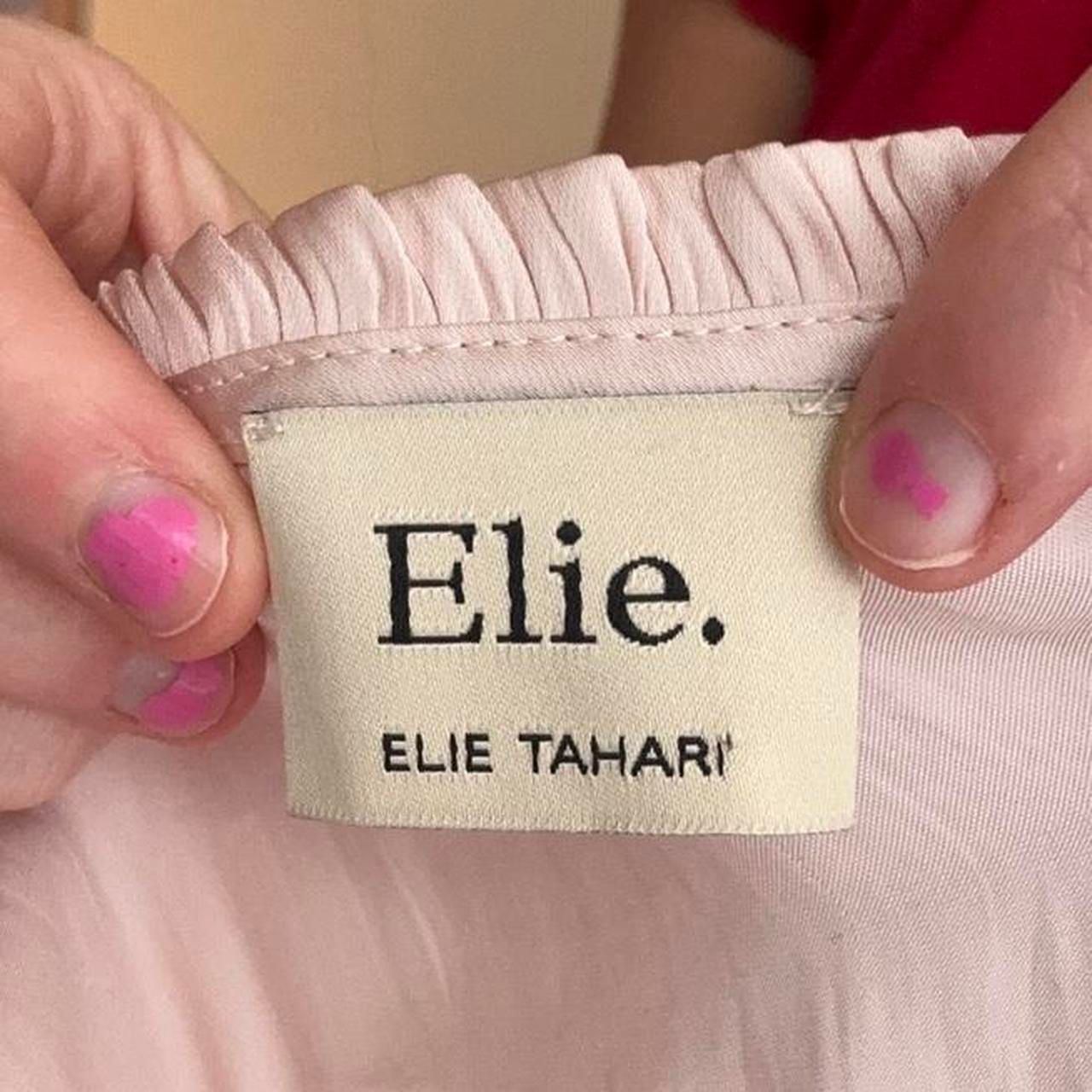 Elie Tahari Pink Satin Babydoll Blouse Ruffle Sleeve Button Front 6