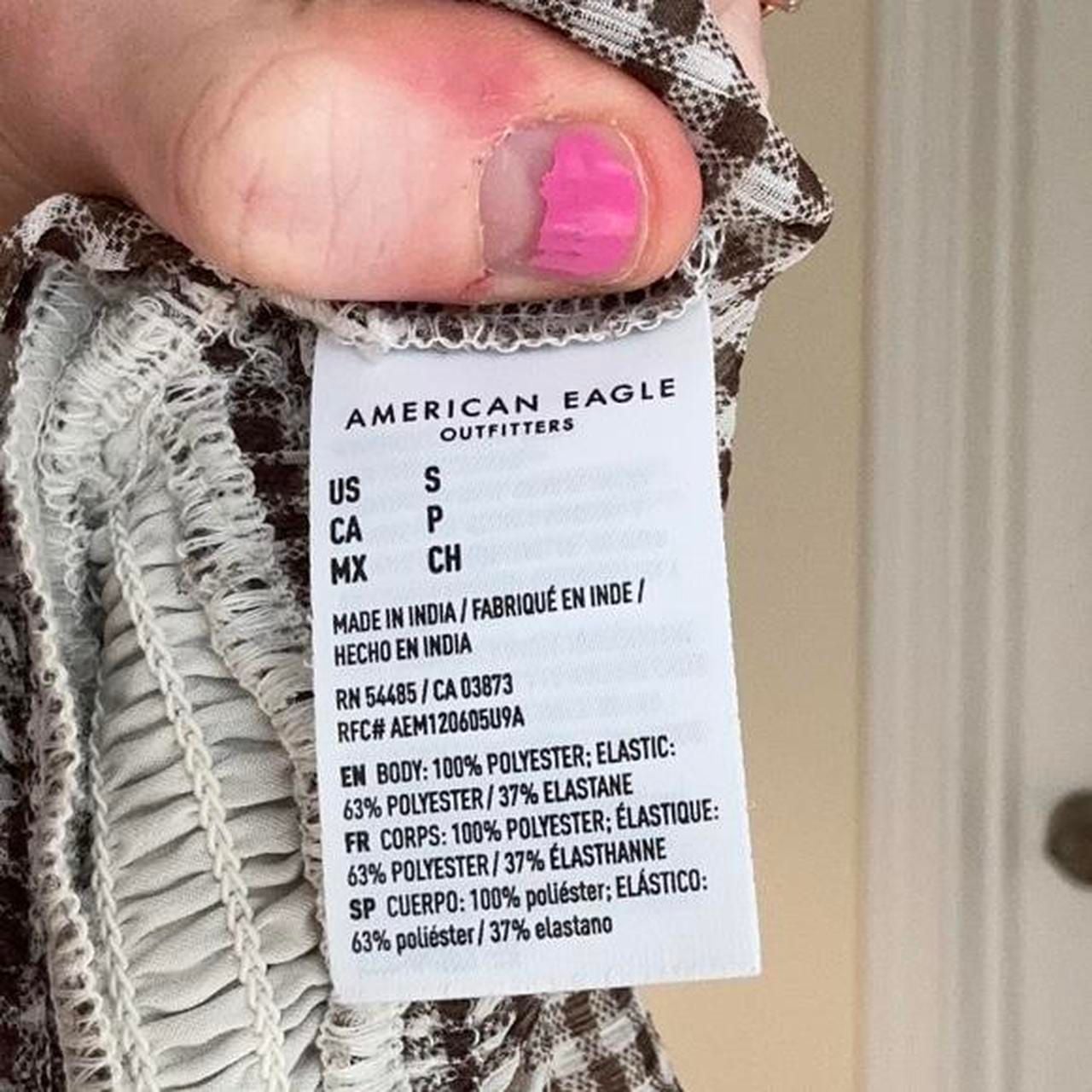American Eagle Brown Gingham Tie-Front Peplum Crop Top 8