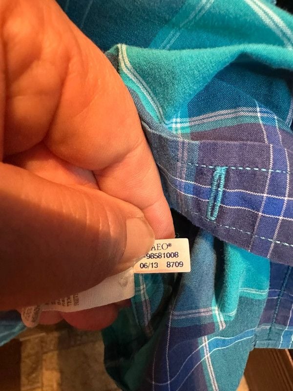 American Eagle Outfitters Prep Fit Men’s Medium Blue Green Plaid Button Down Shirt 6