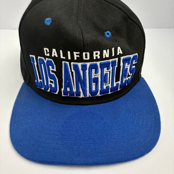 Vintage Los Angeles California Two Tone Snapback Hat Black Royal Blue
