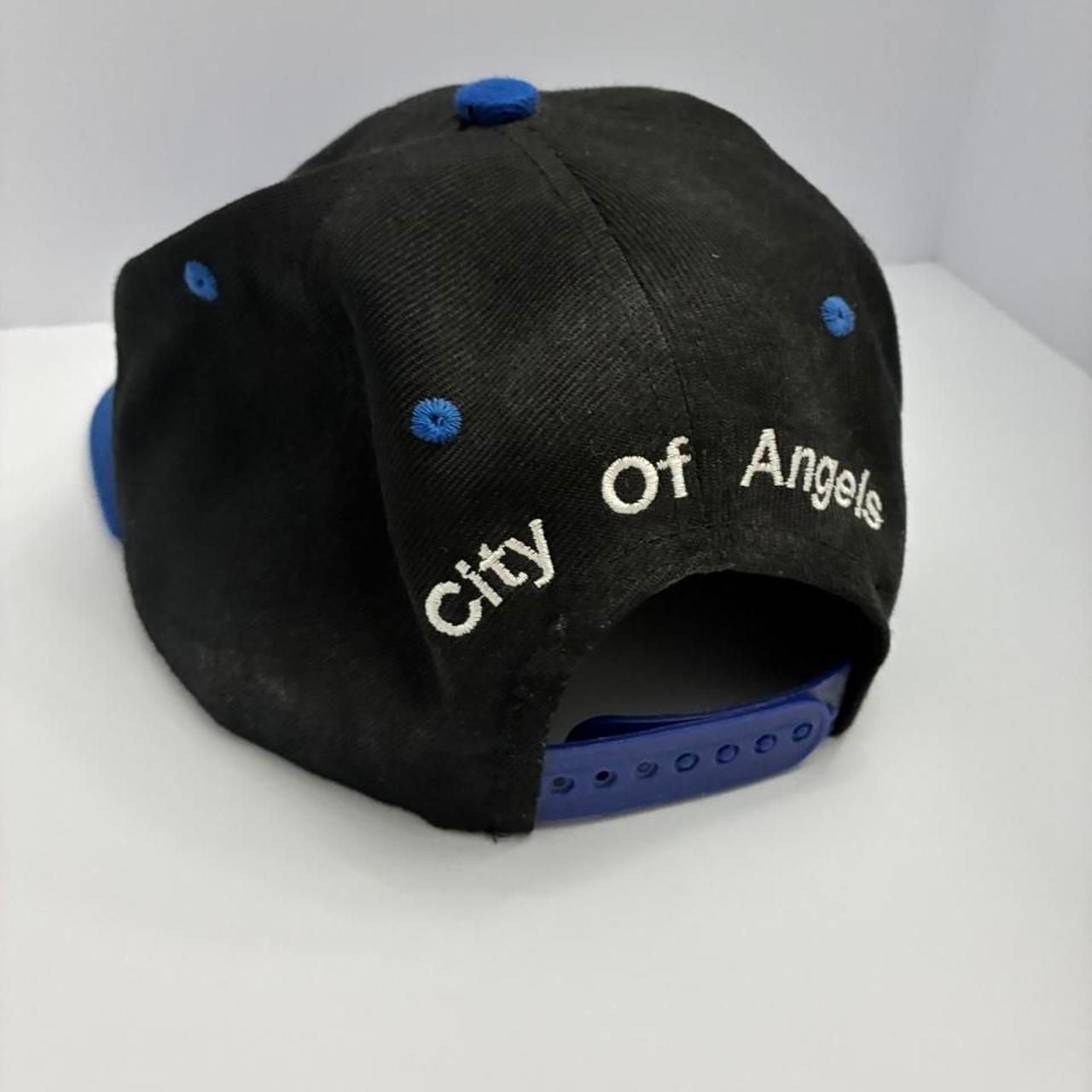 Vintage Los Angeles California Two Tone Snapback Hat Black Royal Blue 3
