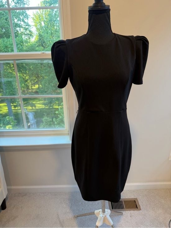 Express Black Puff Sleeve Midi Dress Size M 3
