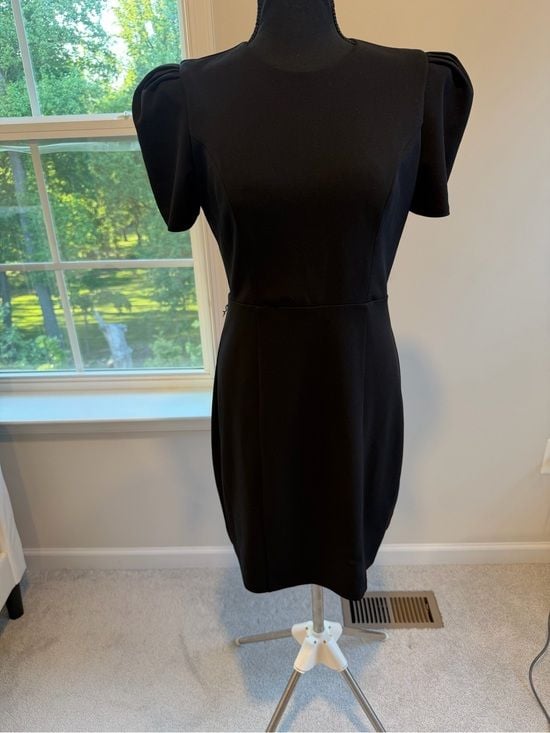 Express Black Puff Sleeve Midi Dress Size M 4