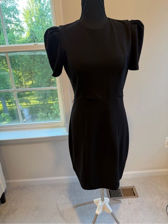 Express Black Puff Sleeve Midi Dress Size M 5
