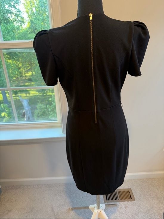 Express Black Puff Sleeve Midi Dress Size M 8