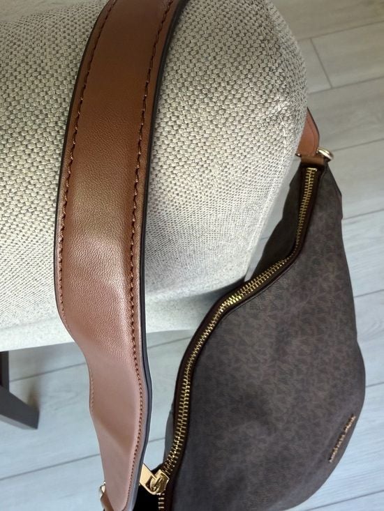 Michael Kors Brown Saffiano Leather Shoulder Tote Bag Large MK Purse 9
