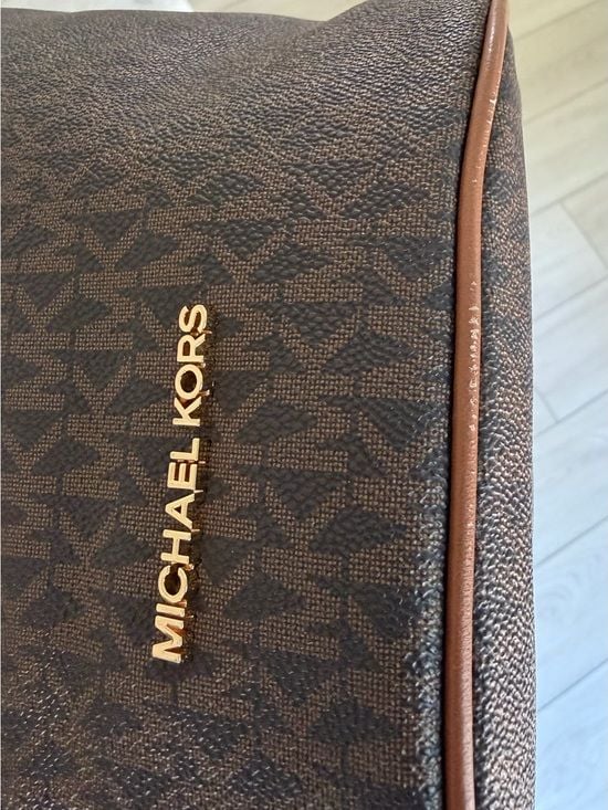 Michael Kors Brown Saffiano Leather Shoulder Tote Bag Large MK Purse 11