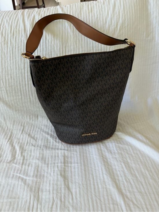 Michael Kors Brown Saffiano Leather Shoulder Tote Bag Large MK Purse 15