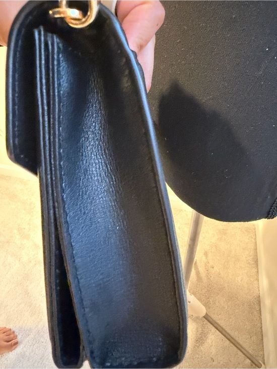 Black Michael Kors Leather Crossbody Wallet Gold Chain Evening Bag Purse 6