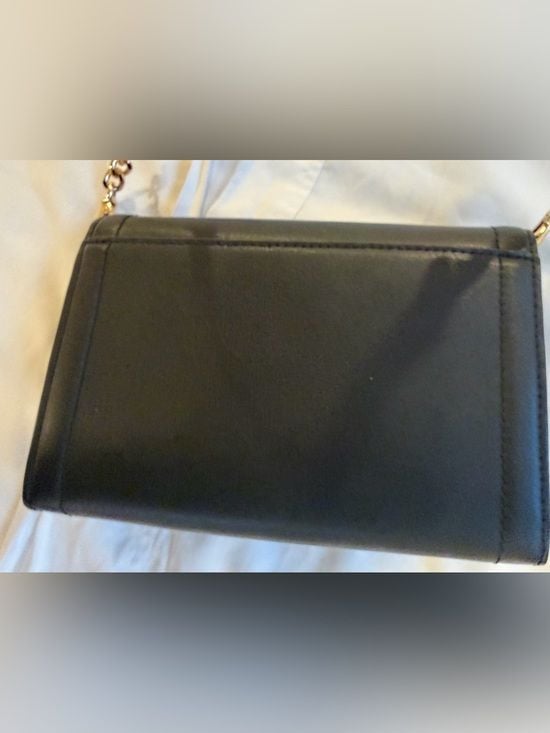 Black Michael Kors Leather Crossbody Wallet Gold Chain Evening Bag Purse 13