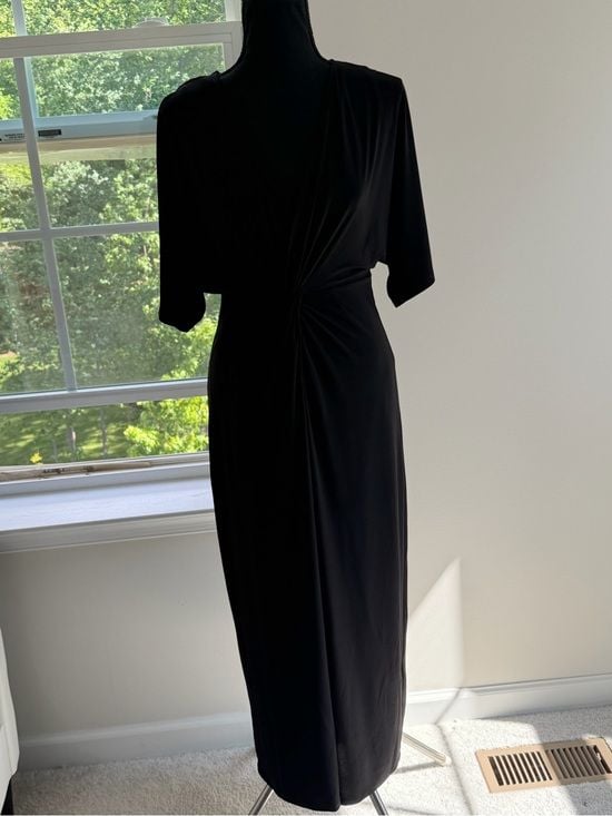Express Black Twist Front Midi Dress Size S 4
