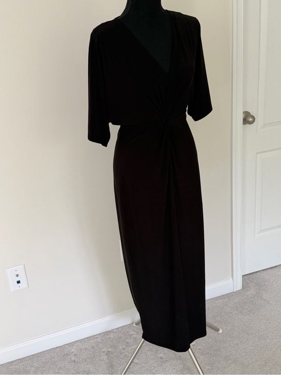 Express Black Twist Front Midi Dress Size S 6