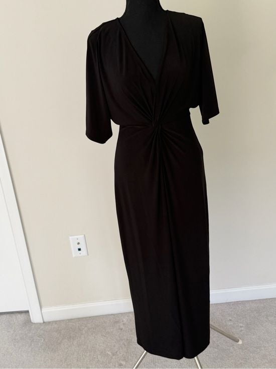 Express Black Twist Front Midi Dress Size S 7
