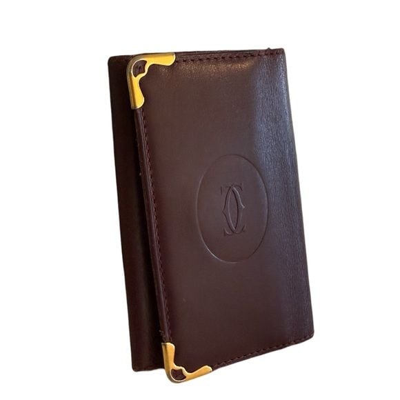 Cartier Brown Leather Wallet with Gold Corners 2