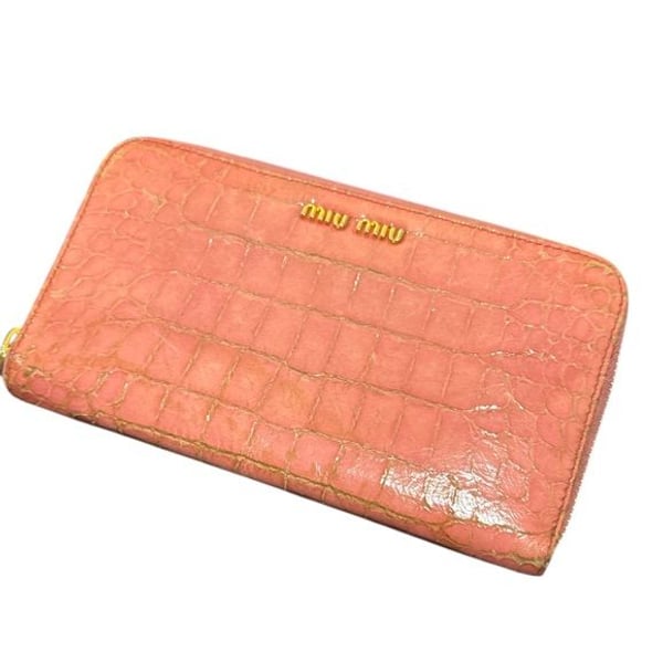 Miu Miu Coral Croc-Embossed Wallet