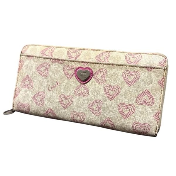 Coach Beige and Pink Heart Wallet
