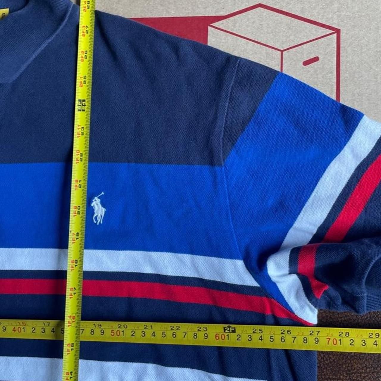 Polo Ralph Lauren Polo Shirt Mens 2XB Striped Mesh Blue Red White Colorblock
5
