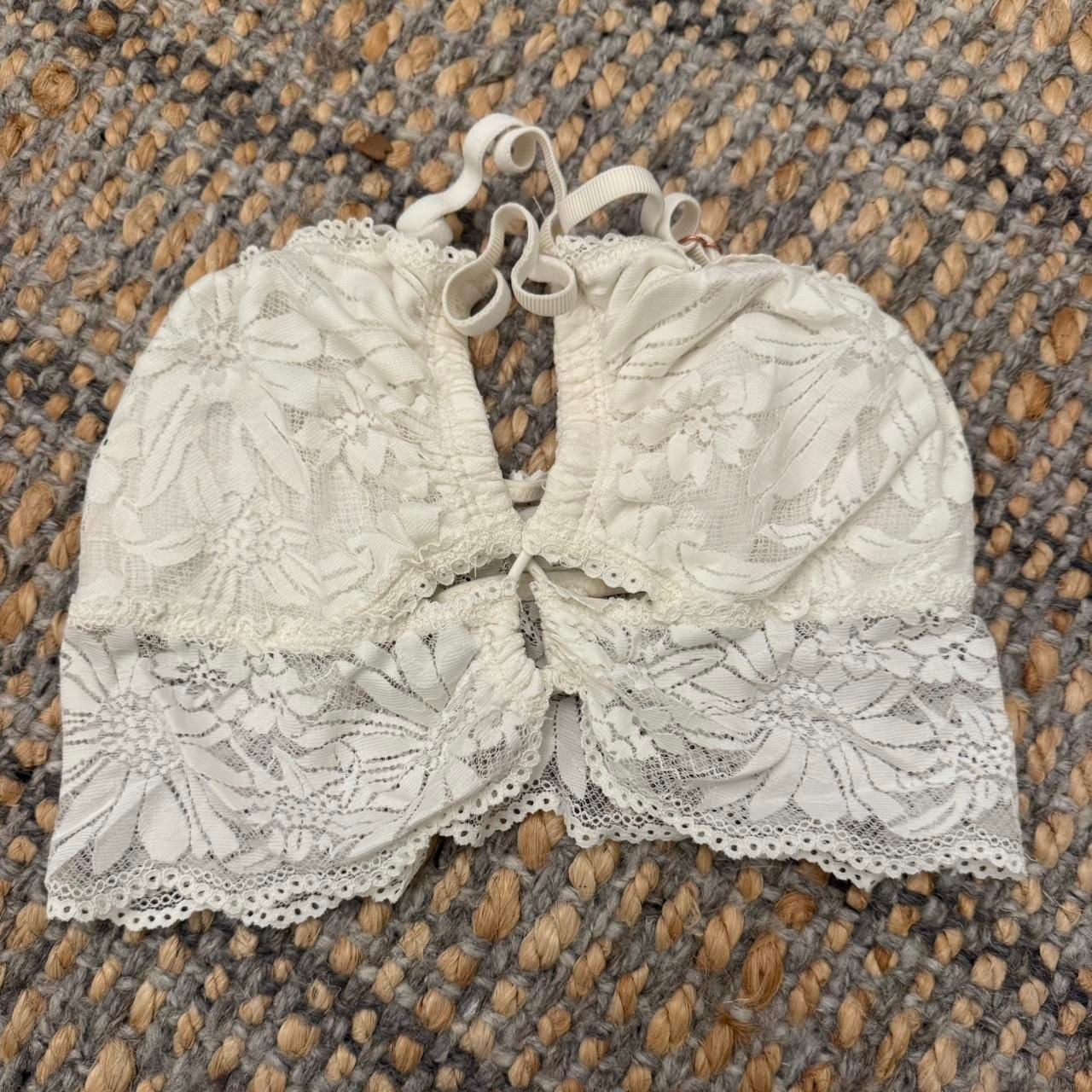 Aerie White Lace Crop Top Bralette Adjustable Straps 1