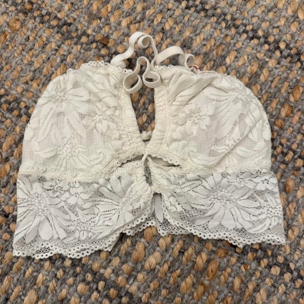 Aerie White Lace Crop Top Bralette Adjustable Straps