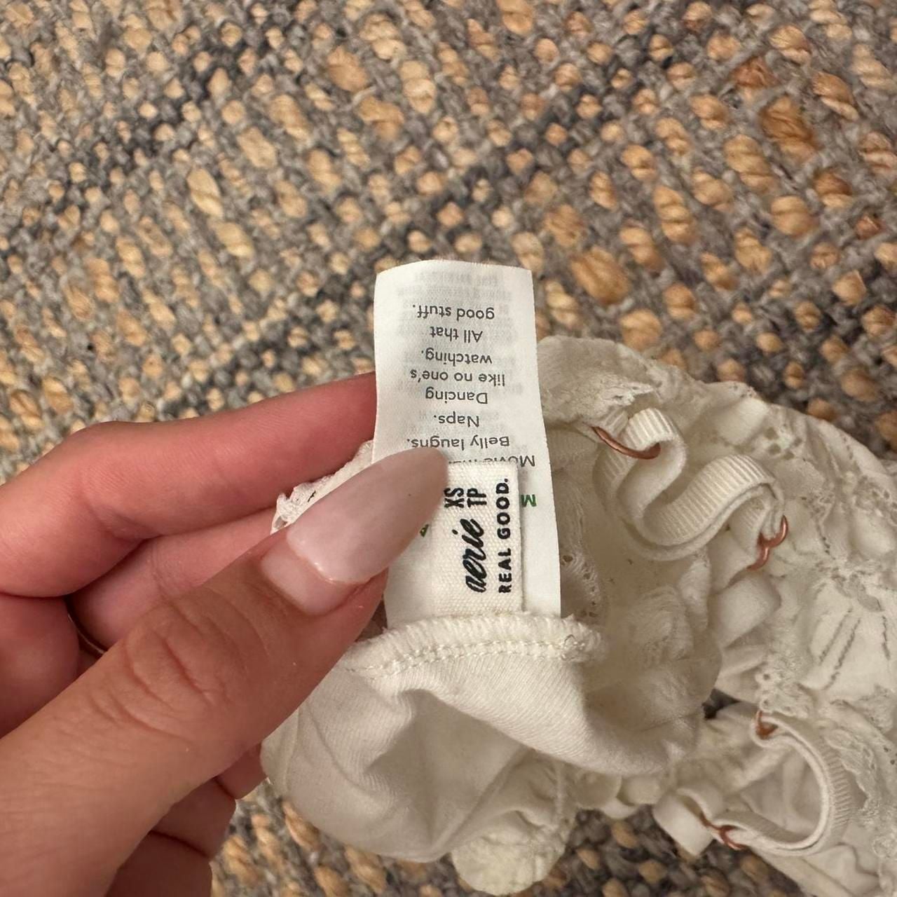 Aerie White Lace Crop Top Bralette Adjustable Straps 3