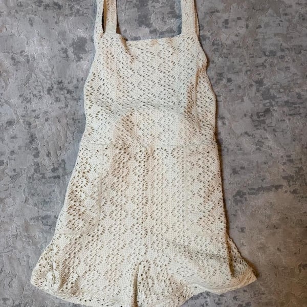Free People Beach Crochet Romper Cream