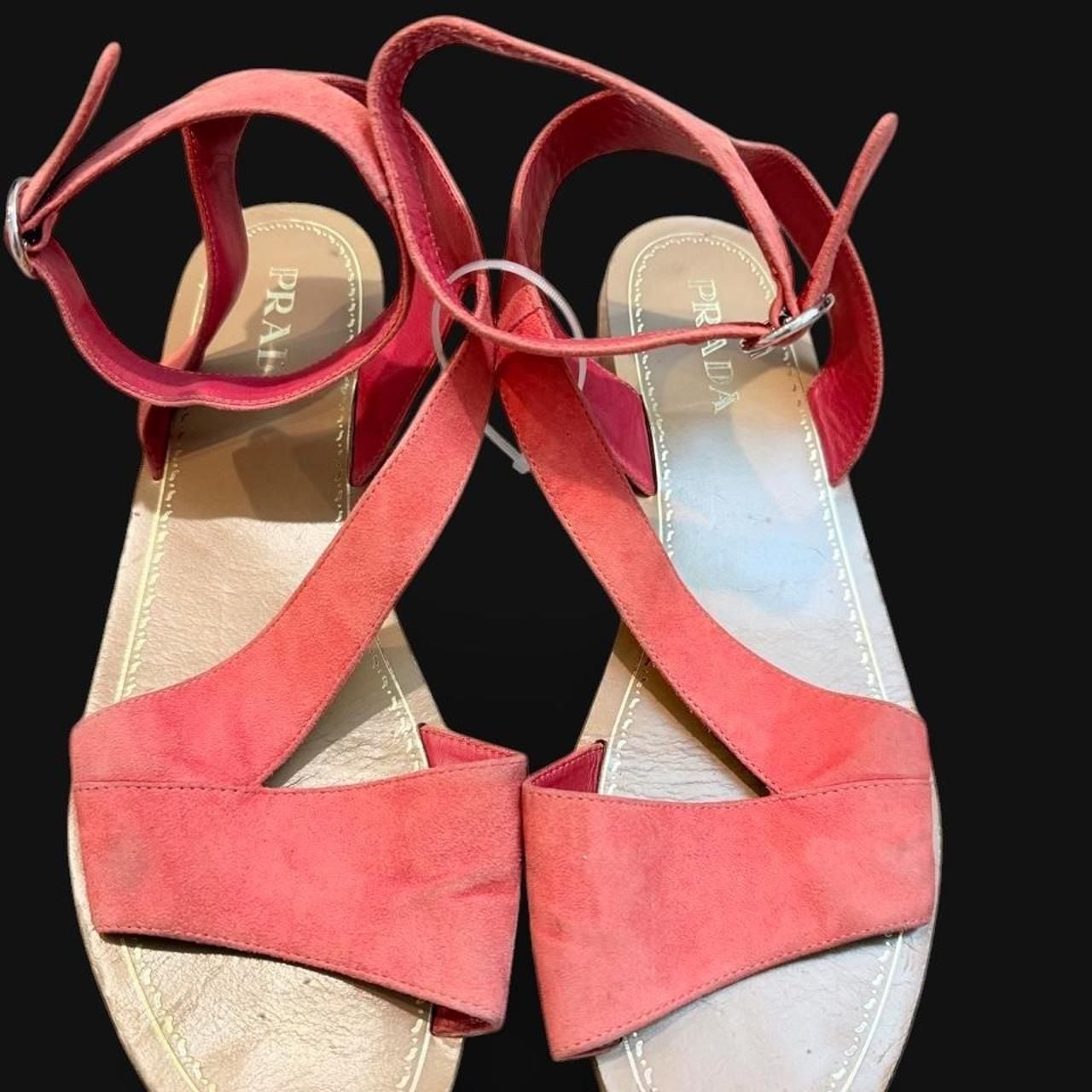 Prada Pink Suede Ankle Strap Sandals 2