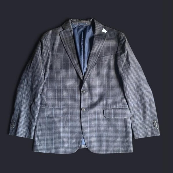 Jos A Bank Blazer 42R Linen Blend Slim Fit Brrr Comfort Glen Plaid New
