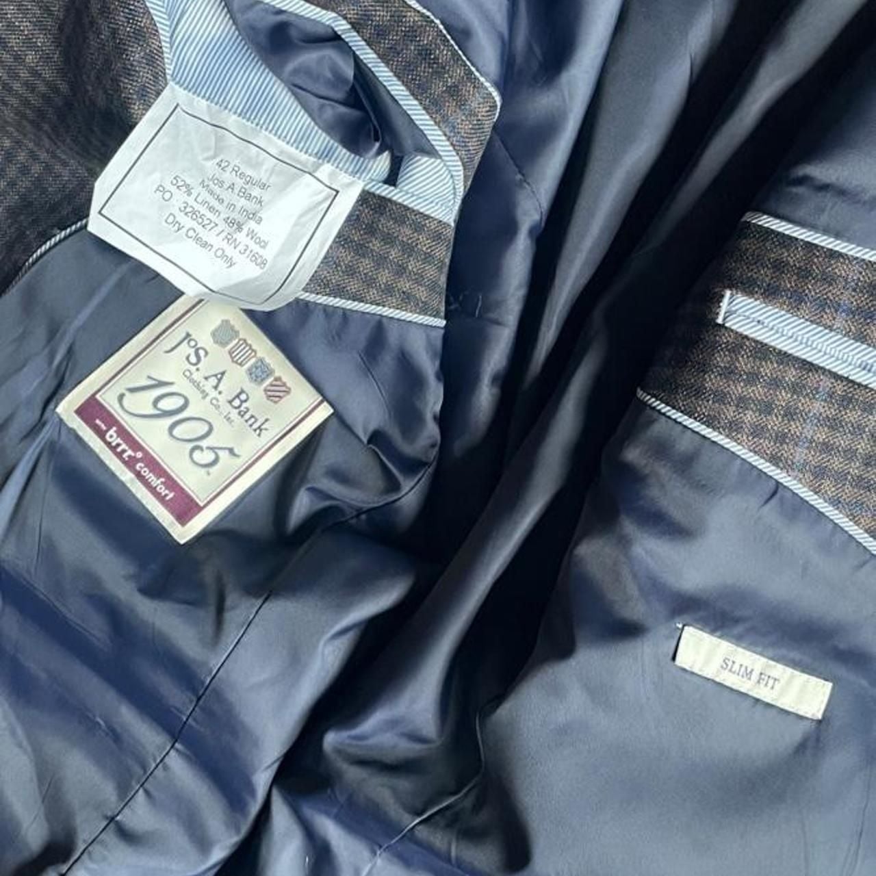 Jos A Bank Blazer 42R Linen Blend Slim Fit Brrr Comfort Glen Plaid New 8