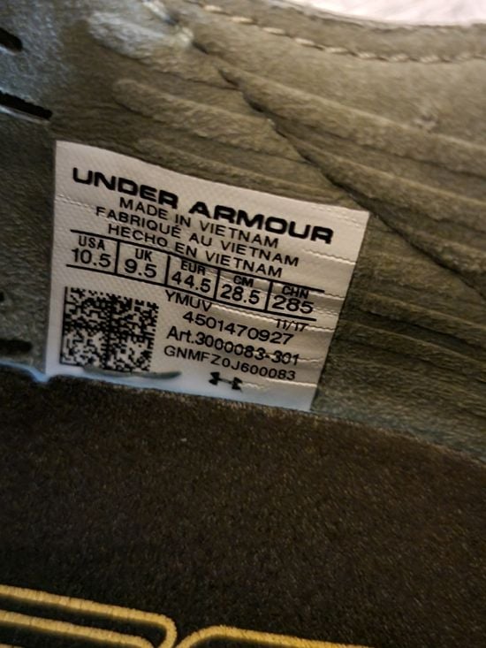Under Armour Olive Green Athletic Shoes with Gum Outsole 8