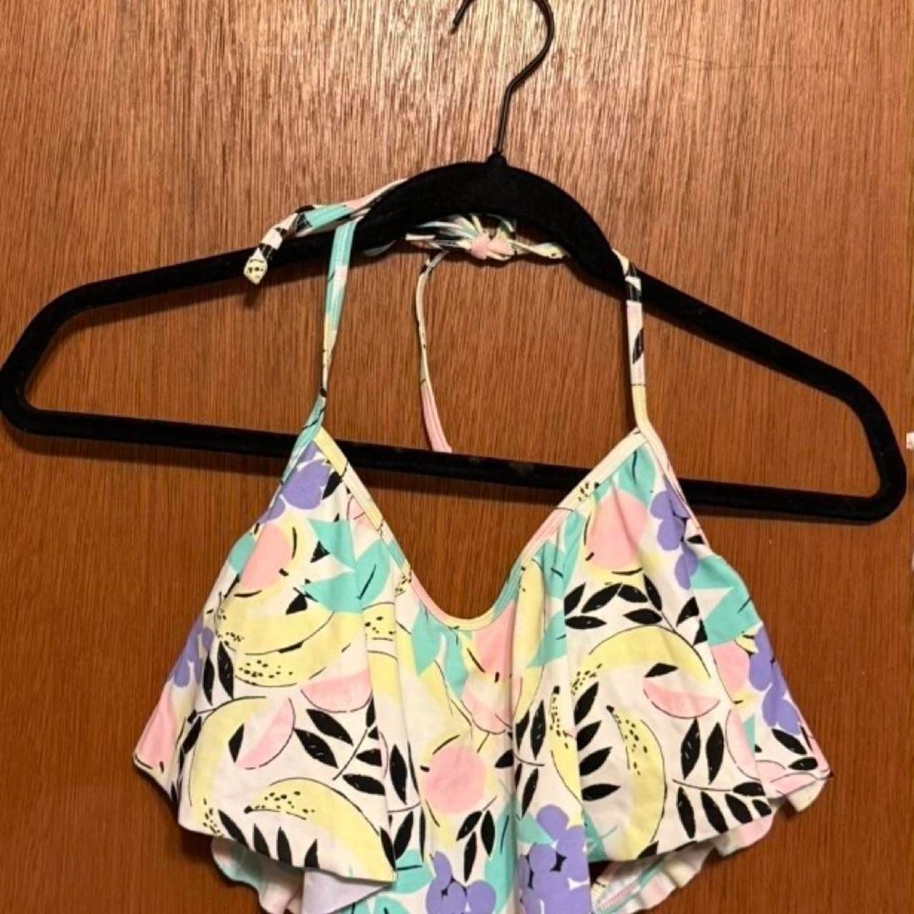 LA Hearts Floral Fruit Print Halter Ruffle Bikini Set 8