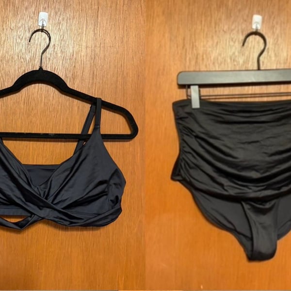 Popilush Black Ruched Sculpting Shapewear Bikini Set