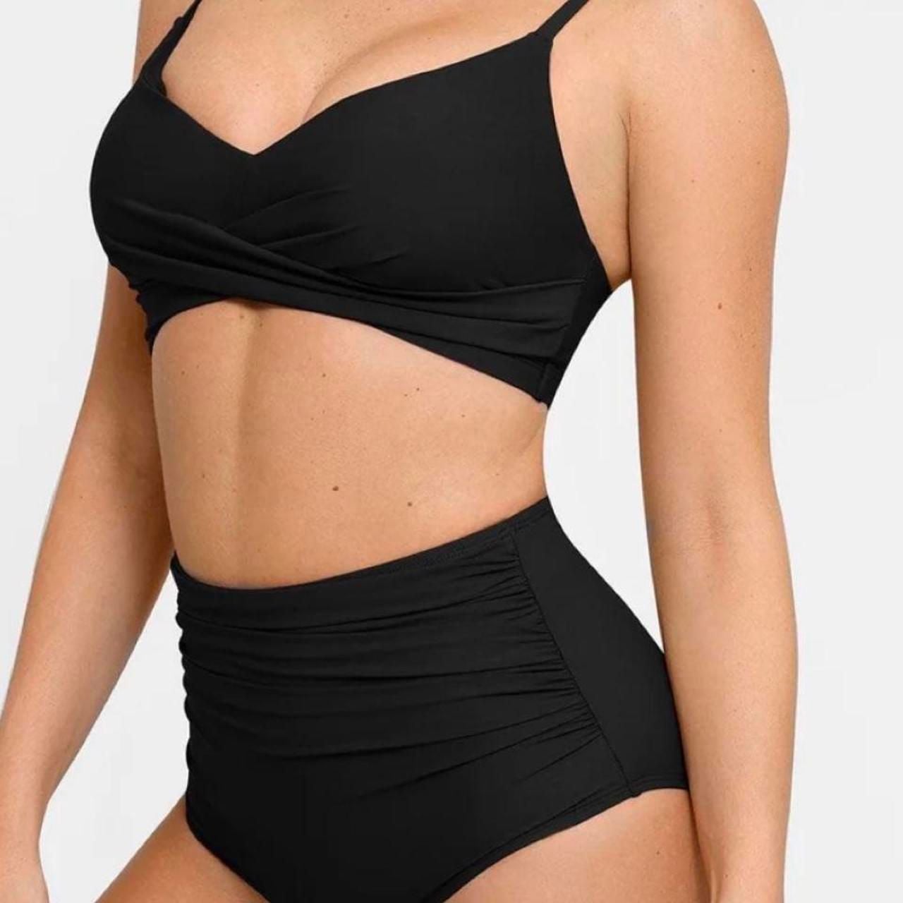 Popilush Black Ruched Sculpting Shapewear Bikini Set 3