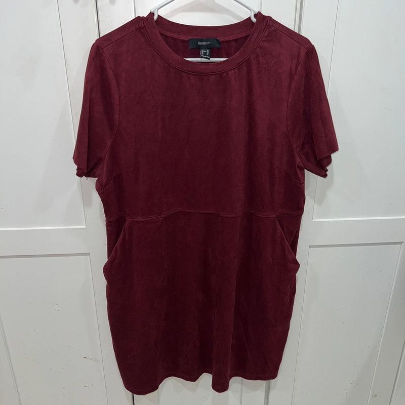 Forever 21 burgundy dress with pockets 2