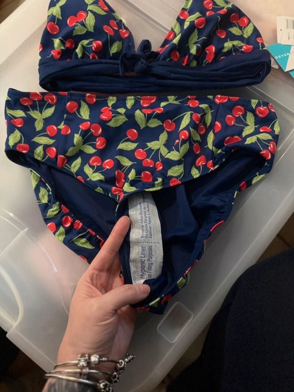 NWT Navy blue cherry print bikini set 2