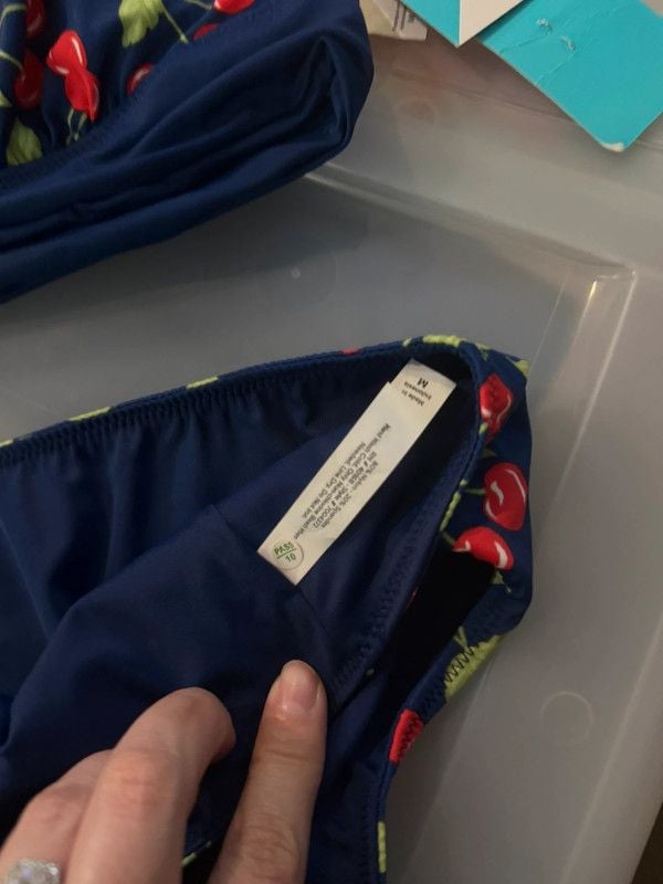 NWT Navy blue cherry print bikini set 3