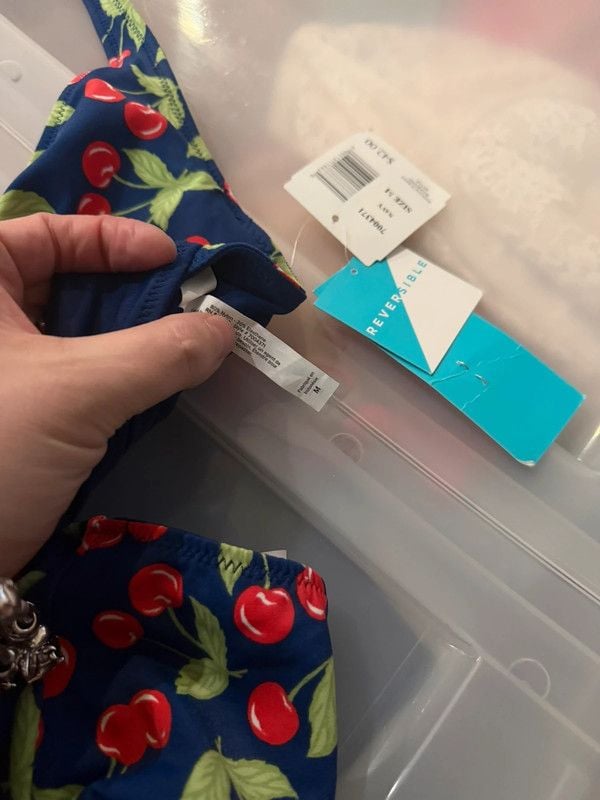 NWT Navy blue cherry print bikini set 4