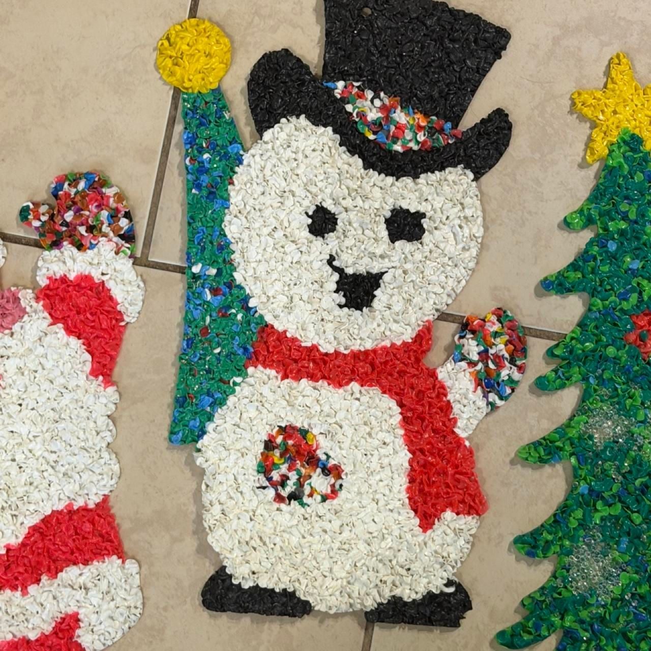 Vintage Christmas Melted Popcorn Plastic Decor 4-Piece Lot 3