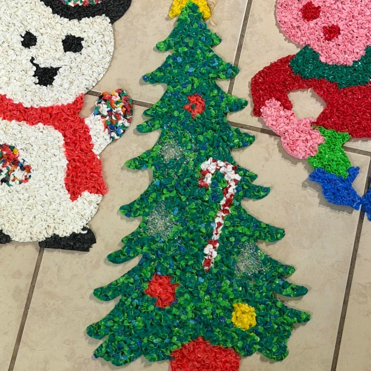 Vintage Christmas Melted Popcorn Plastic Decor 4-Piece Lot 4