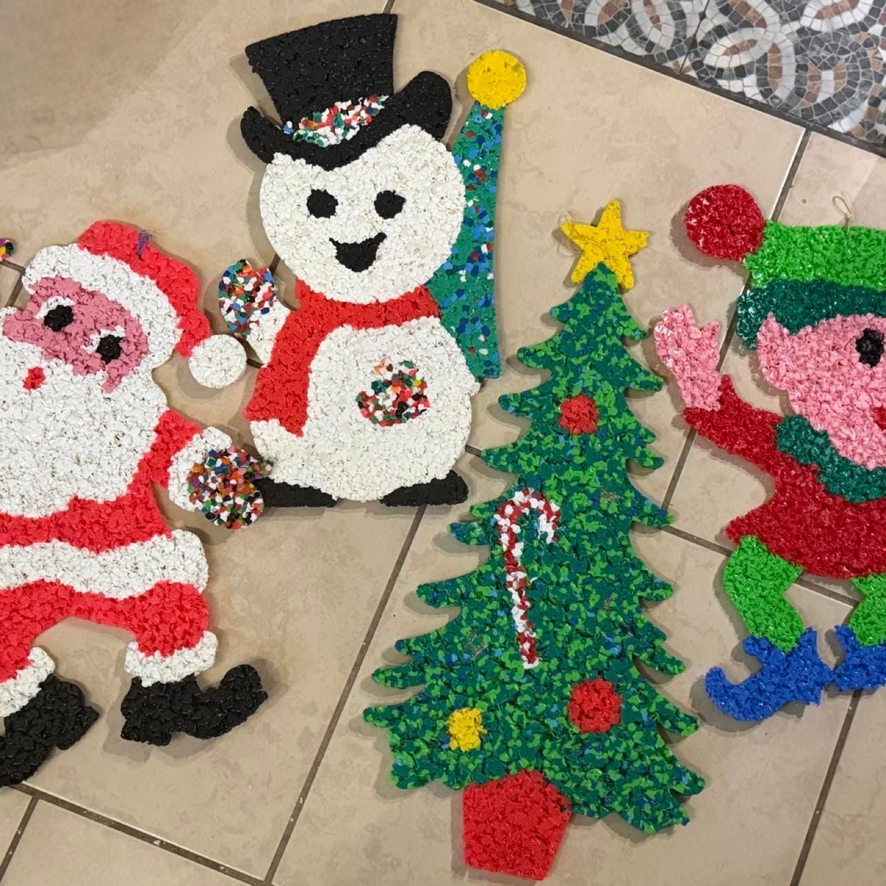 Vintage Christmas Melted Popcorn Plastic Decor 4-Piece Lot 6