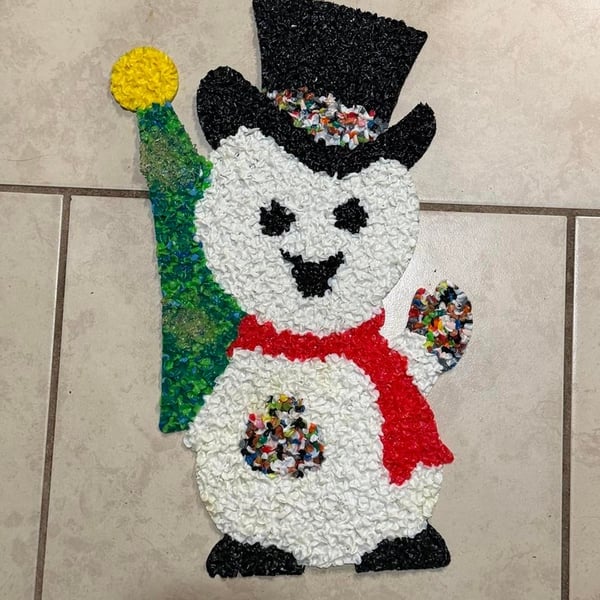 Vintage Melted Plastic Popcorn Snowman Christmas Wall Decoration