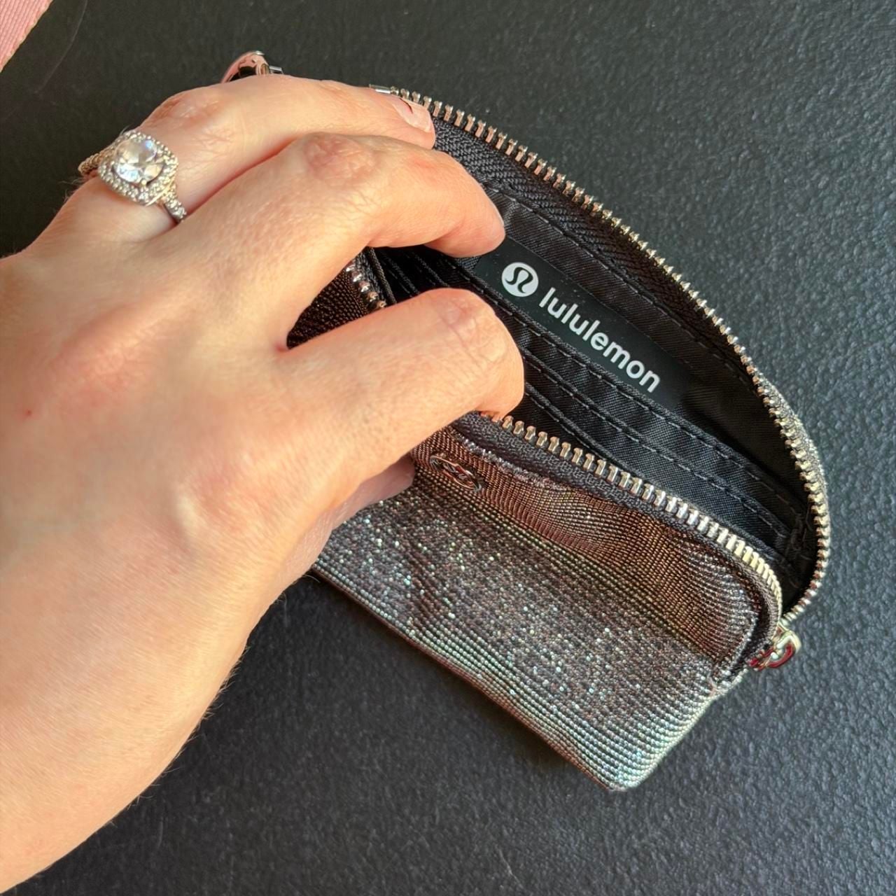 Lululemon Everywhere Belt Bag 1L Pink and Metallic Silver Clippable Card Pouch Set 8
