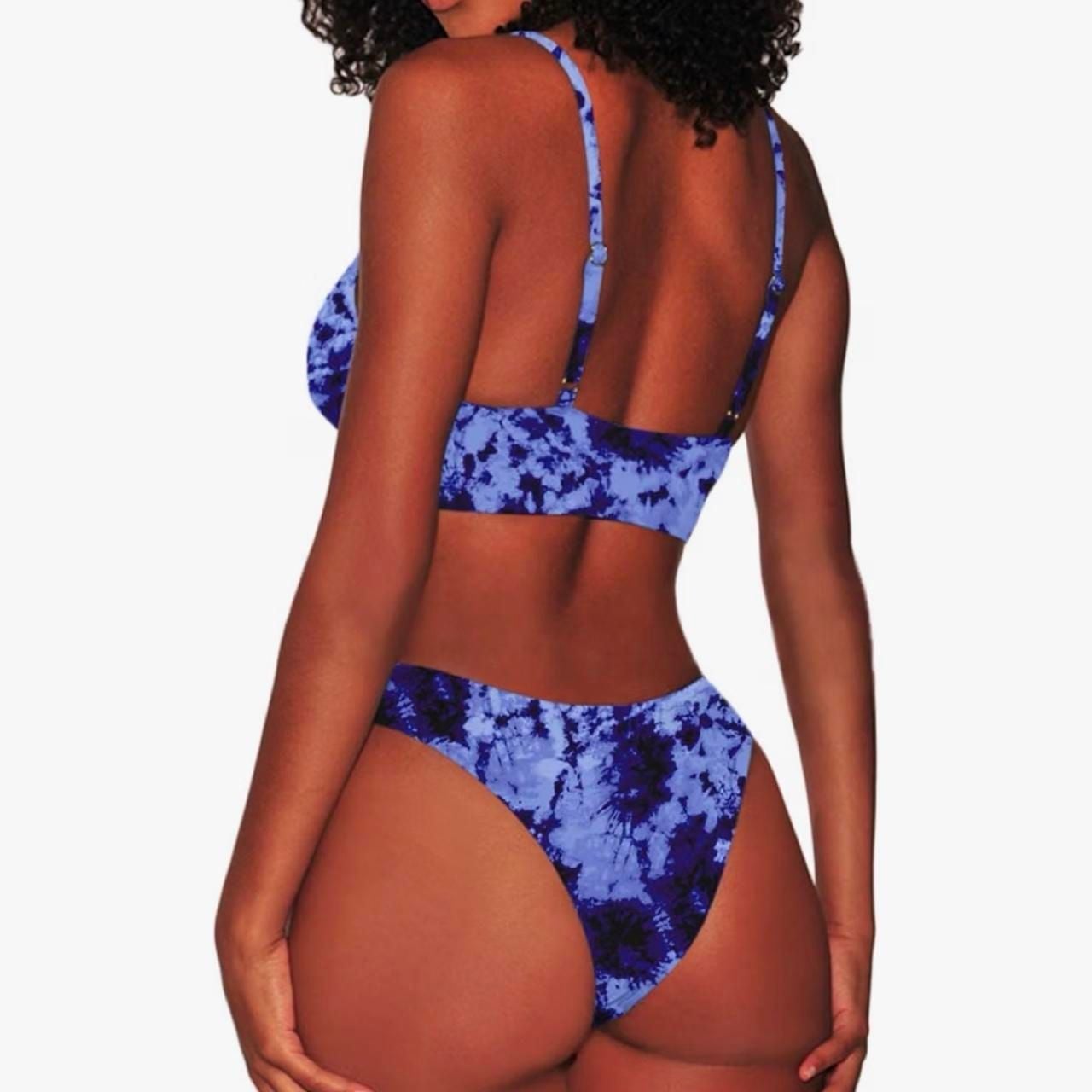 Fafoa Women's 2PCS Scoop Neck Crop Tank High Cut Thong Bottom Swimsuit Set 8