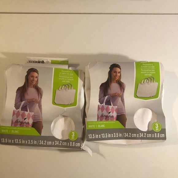 Imagin8 Canvas Totes 2 packs with 3 totes for a total 6. Still in packaging 1