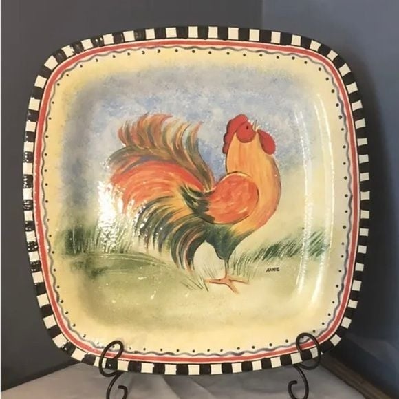 Chicken Platter Large 16*16 it’s handmade and signed by artist. Beautiful piece 1