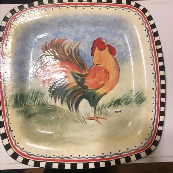 Chicken Platter Large 16*16 it’s handmade and signed by artist. Beautiful piece 2
