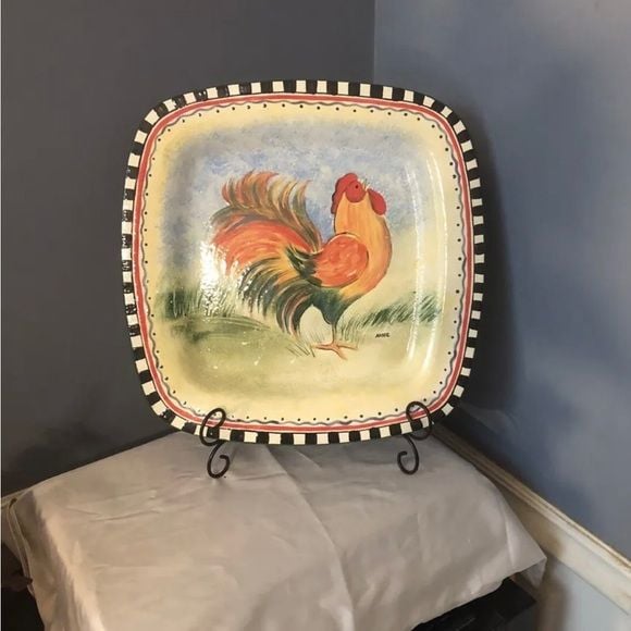 Chicken Platter Large 16*16 it’s handmade and signed by artist. Beautiful piece 3