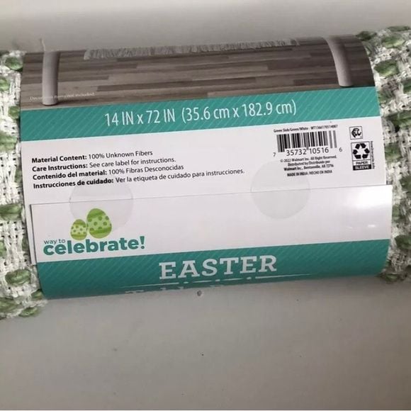 Celebrate Easter Table Runner 14*72 green and white 6